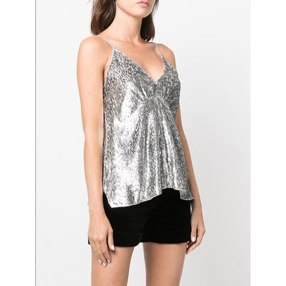 Forte Forte Metallic Silk Blend Tank Top Estrella Womens Size II US 6 - Picture 12 of 13
